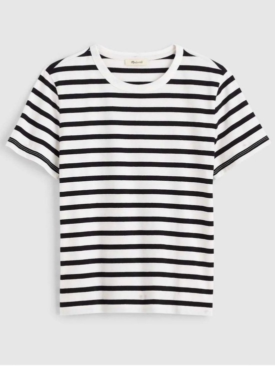 Madewell Tops - NWOT Madewell The Perfect Crewneck Tee Allday Jersey Striped Black White Medium